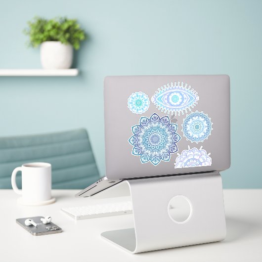 Sticker Cool couleur Megaflora Design Mandala (Ordinateur portable sur le bureau)