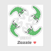 Sticker Cool drôle de chenille nerveuse avec lunettes (Feuille)