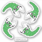 Sticker Cool drôle de chenille nerveuse avec lunettes (Devant)