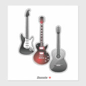 Sticker Cool Electric Guitars for Music Lovers Art (Feuille)