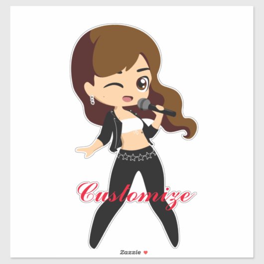 Sticker Cool fille chante Karaoke Thunder_Cove (Feuille)