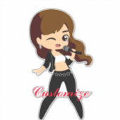 Sticker Cool fille chante Karaoke Thunder_Cove (Devant)
