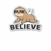 Sticker Cool Flying Sloth Croyez Drôle Motivational Design (Devant)