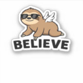 Sticker Cool Flying Sloth Croyez Drôle Motivational Design (Devant)