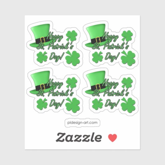 Sticker Cool fun Chapeau vert haut Shamrocks St Patricks D (Feuille)