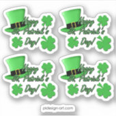Sticker Cool fun Chapeau vert haut Shamrocks St Patricks D (Devant)