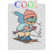 Sticker Cool Funny Skier | conceptions de ski | skier drôl (Devant)