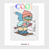 Sticker Cool Funny Skier | conceptions de ski | skier drôl (Feuille)