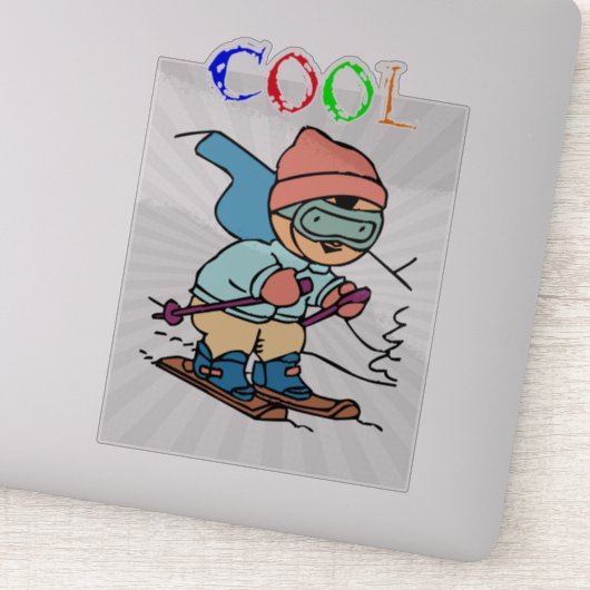 Sticker Cool Funny Skier | conceptions de ski | skier drôl (Détail)