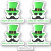 Sticker Cool Funny St. Patrick's Day Mustache Top chapeau  (Devant)