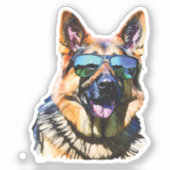 Sticker cool german shepherd (Recto)