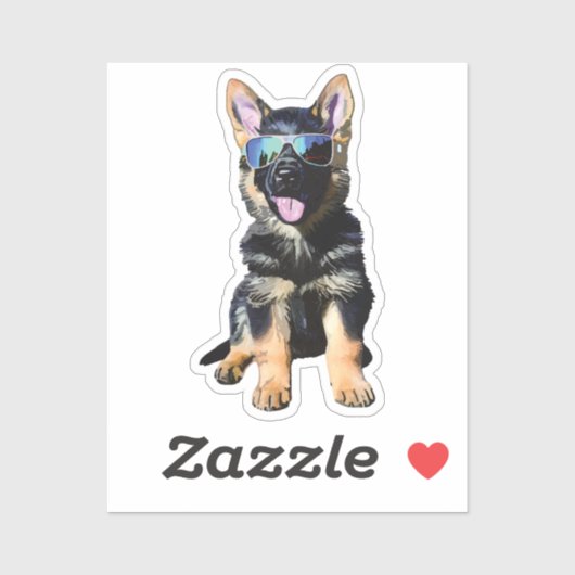 Sticker Cool German Shepherd puppy (Feuille)