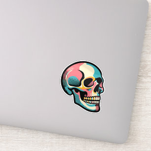 Sticker Cool Goth Vibrant Coloré Pop Art visage crâne