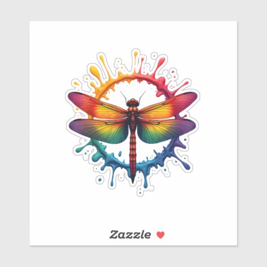 Sticker Cool Graphic Tie Dye Sunglasses Dragonfly Illustra (Feuille)