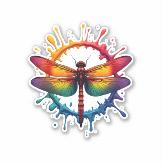 Sticker Cool Graphic Tie Dye Sunglasses Dragonfly Illustra (Devant)