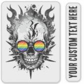 Sticker Cool Grunge Rainbow Pride Flammes crâniennes (Devant)