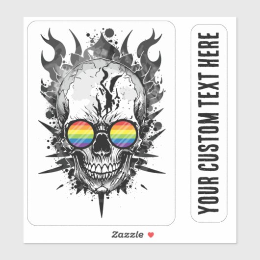 Sticker Cool Grunge Rainbow Pride Flammes crâniennes (Feuille)