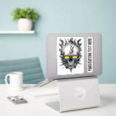 Sticker Cool Grunge Rainbow Pride Flammes crâniennes (Ordinateur portable sur le bureau)