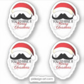 Sticker Cool Je te moustache pour avoir un Joyeux Noël (Devant)