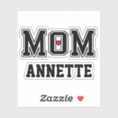 Sticker Cool Maman Mot Avec Amour Du Coeur Sporty Nom Pers (Feuille)