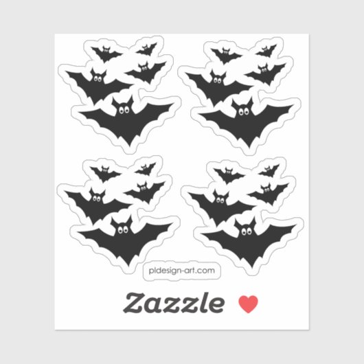 Sticker Cool mignon chauves chauves-souris volant Hallowee (Feuille)
