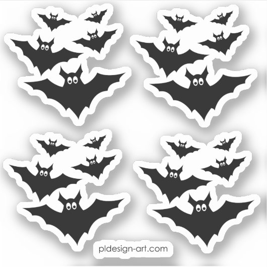Sticker Cool mignon chauves chauves-souris volant Hallowee (Devant)