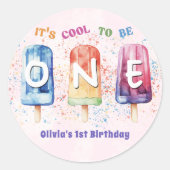 Sticker cool One Pink Popsicle 1er Anniversaire (Devant)