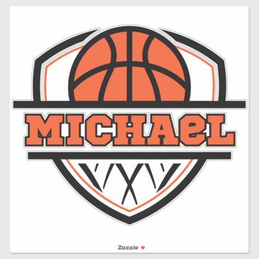Sticker Cool Orange Black Basketball Sports (Feuille)