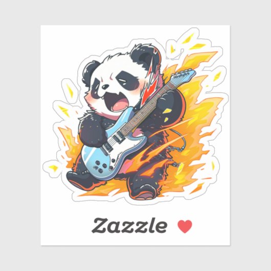 Sticker Cool Panda Rockstar (Feuille)