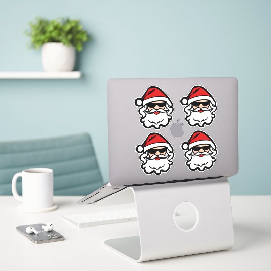 Sticker Cool Père Noël (Ordinateur portable sur le bureau)