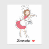 Sticker Cool Retro femme au foyer (Feuille)