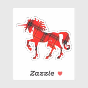 Sticker Cool rouge écossais de silhouette de licorne de