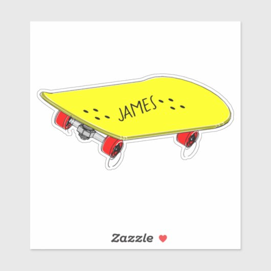 Sticker Cool skateboard nom du garçon (Feuille)