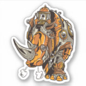 Sticker Cool Steampunk RHINO Métal Armure Vintage (Devant)