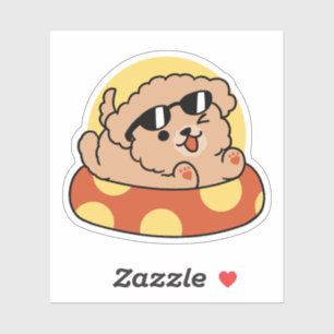 Sticker Cool Summer Chien Flottant - Jolie Puppy Pool Part