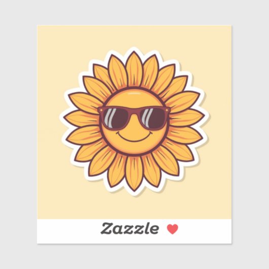 Sticker Cool Sunflower with Sunglasses  (Feuille)
