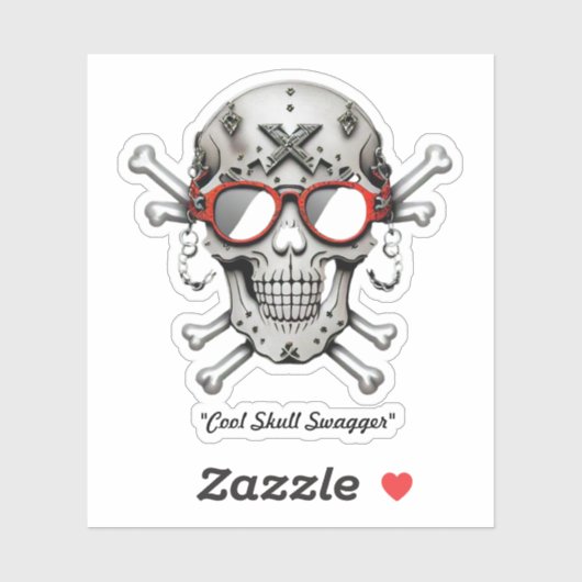 Sticker "Cool Swagger crâne" (Feuille)