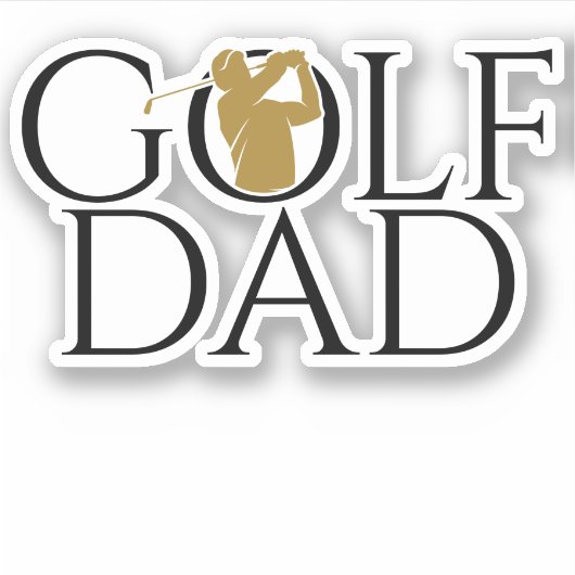 Sticker Cool tendance "GOLF DAD" Gold Custom Cut Vinyl (Devant)