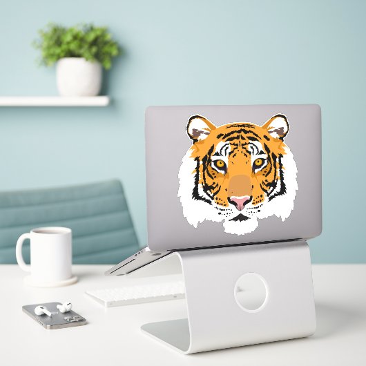 Sticker Cool Tiger Face Gros Chat (Ordinateur portable sur le bureau)