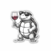 Sticker cool turtle drinking red wine art print_1 (2) (Devant)