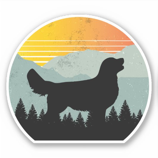 Sticker Cool vintage Retro Sun Wilderness Golden Retriever (Devant)