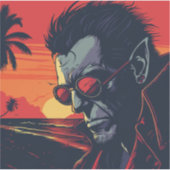 Sticker Cool Werewolf Retro Sunset (Devant)