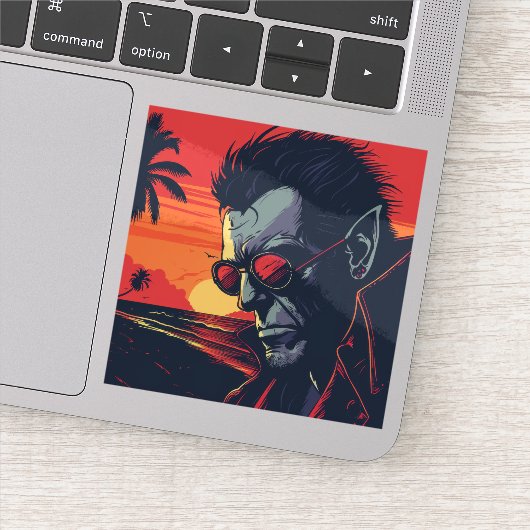 Sticker Cool Werewolf Retro Sunset (Détail)