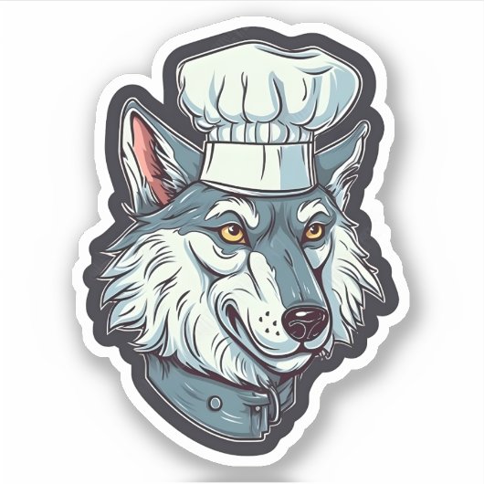 Sticker Cool Wolf Chef Awesome Animal Graphisme (Devant)