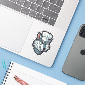 Sticker Cool Wolf Chef Awesome Animal Graphisme (Ordinateur portable avec iPhone)