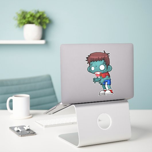 Sticker Cool Zombie Guy Déplaisant (Ordinateur portable sur le bureau)