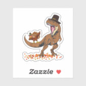 Sticker Coolest Turkey Trex Dinosaur Happy Thanksgiving Bo (Feuille)