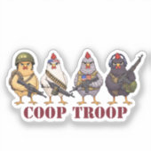 Sticker Coop Troop Funny 4th of July Military Hens (Recto)