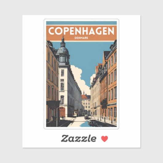 Sticker Copenhague Danemark (Feuille)