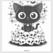 Sticker Copie de Crânes de Chat Créatif Gothique Minou Noi (Feuille)
